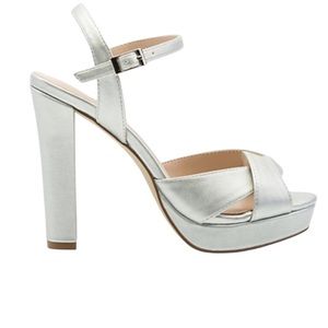 Criss Cross Silver Leather Platform Sandal